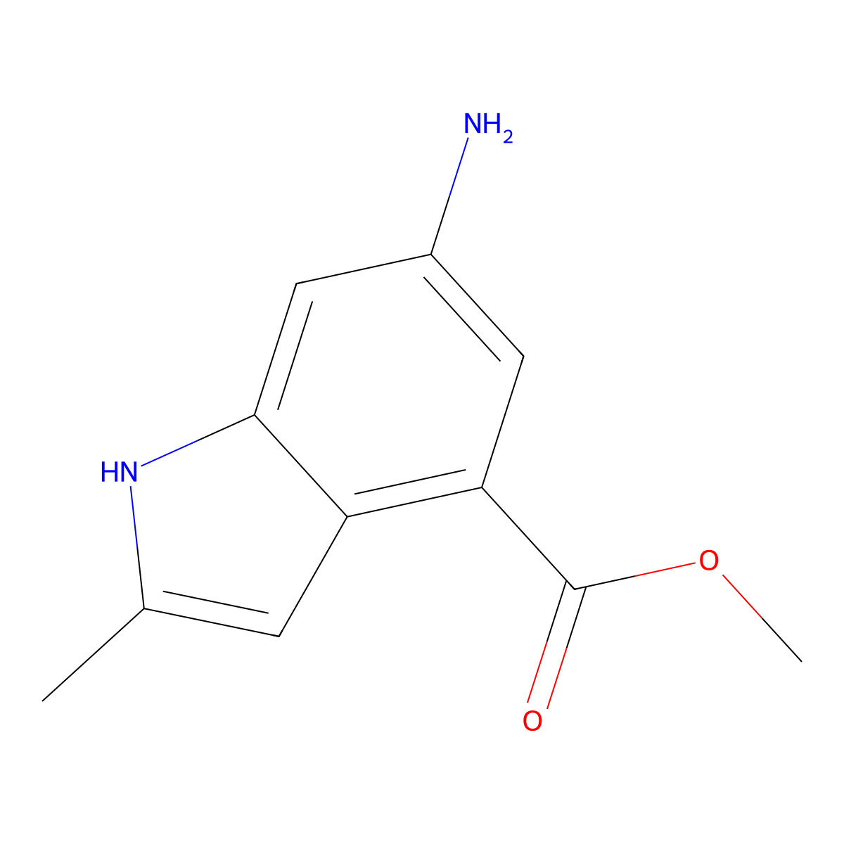 methyl 6-amino-2-methyl-1H-indole-4-carboxylate molecular structure, CAS 1260387-12-9