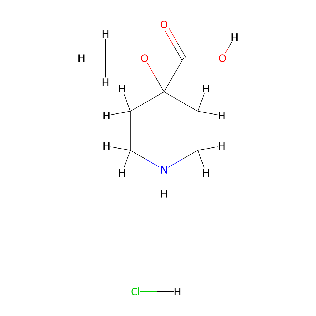 4-Methoxypiperidine-4-carboxylic acid hydrochloride molecular structure, CAS 1260387-16-3