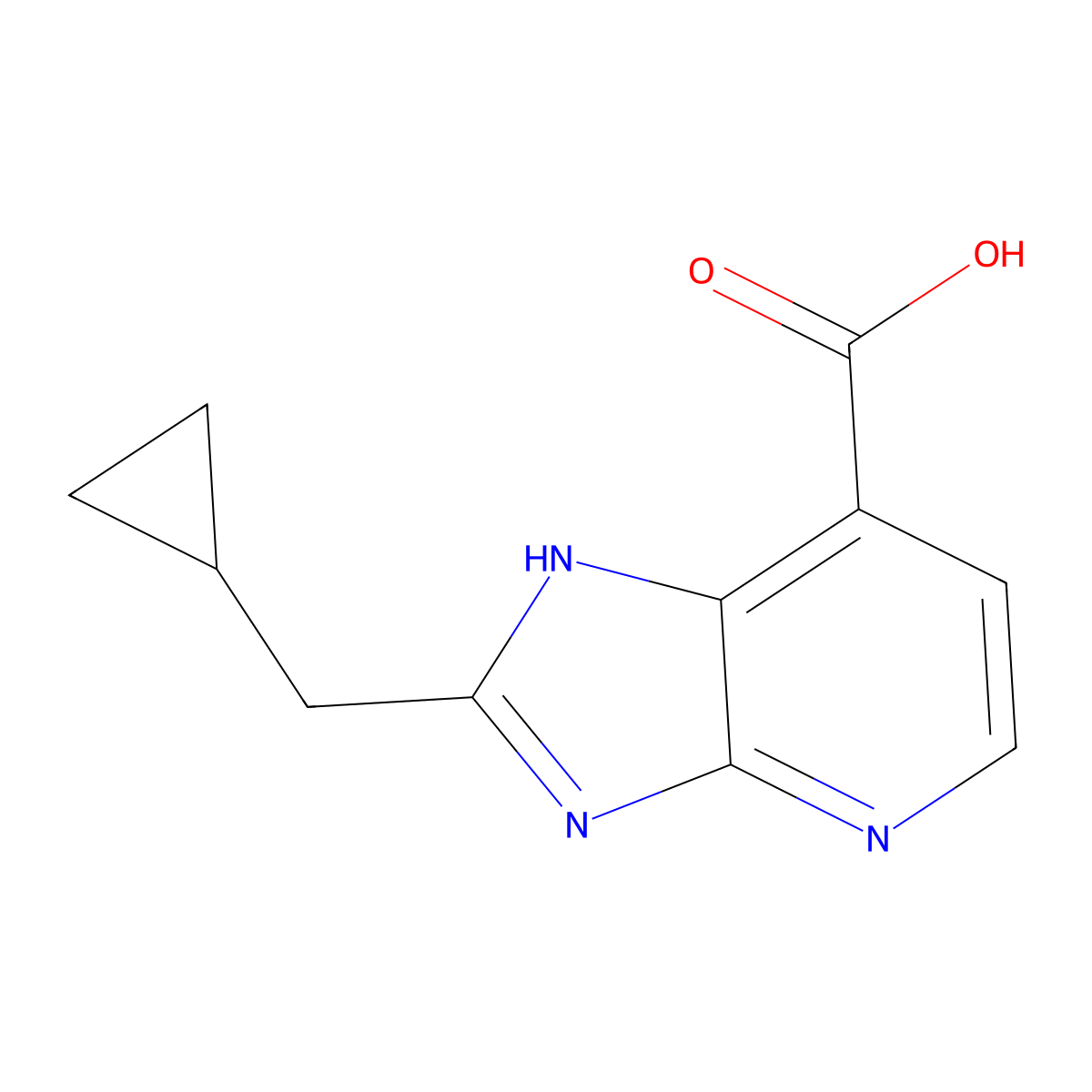 2-(cyclopropylmethyl)-3H-imidazo(4,5-b)pyridine-7-carboxylic acid molecular structure, CAS 1260390-74-6