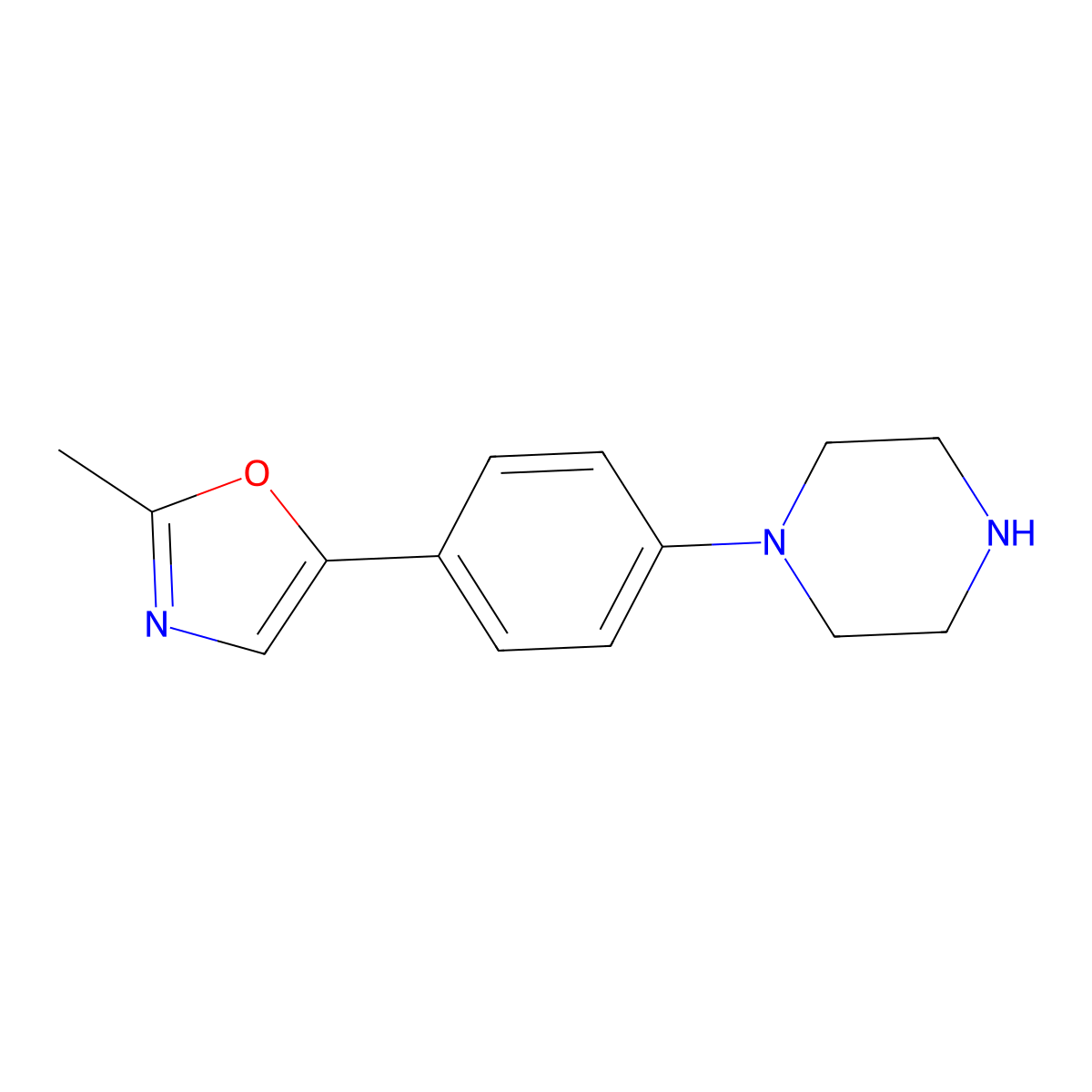 2-Methyl-5-(4-piperazin-1-ylphenyl)-1,3-oxazole molecular structure, CAS 1260422-04-5