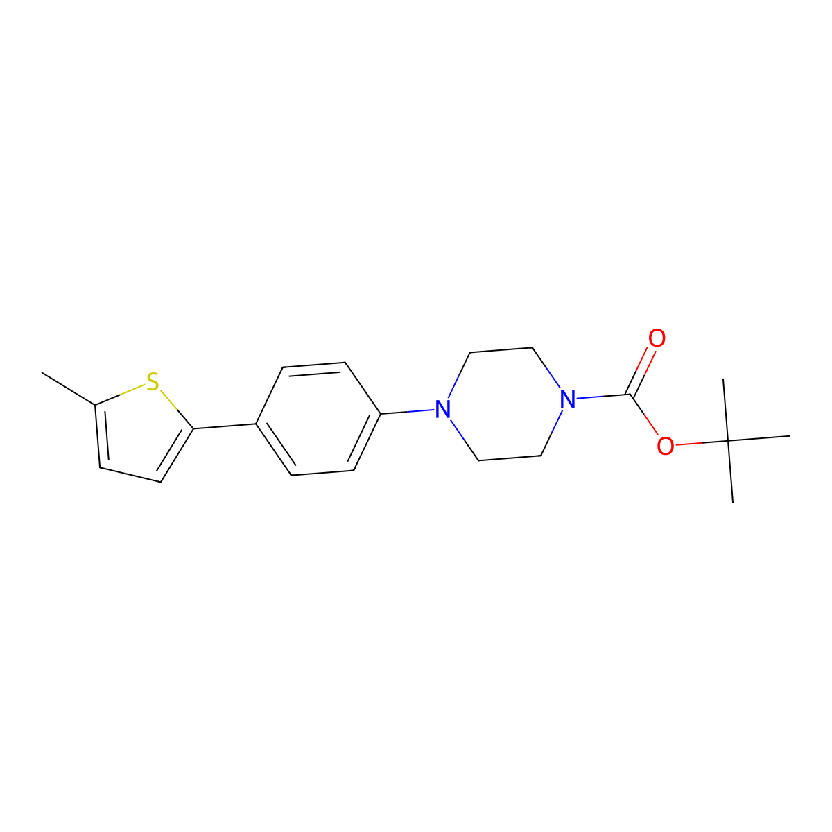 Tert-butyl 4-[4-(5-methylthiophen-2-yl)phenyl]piperazine-1-carboxylate molecular structure, CAS 1260422-16-9