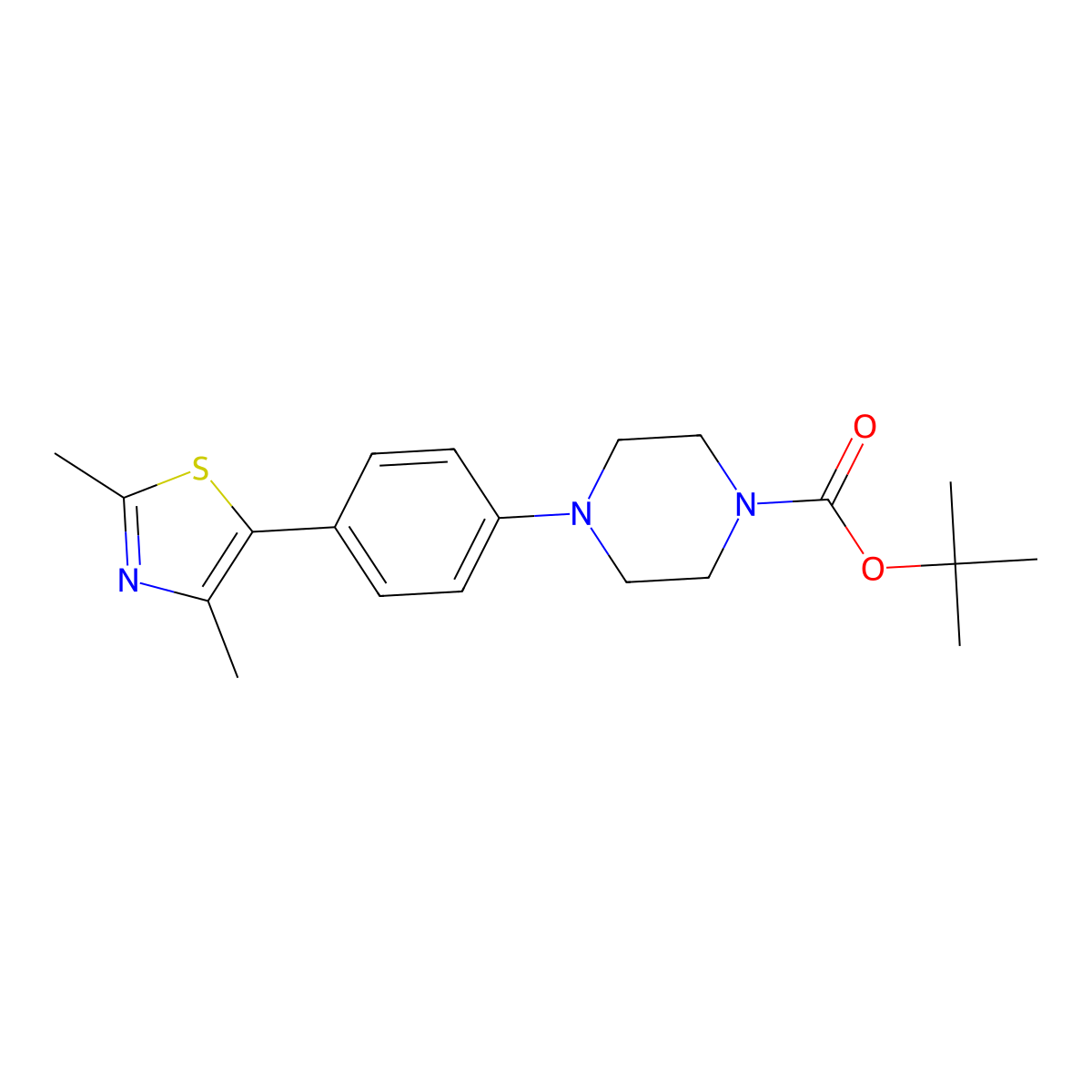 Tert-butyl 4-[4-(2,4-dimethyl-1,3-thiazol-5-yl)phenyl]piperazine-1-carboxylate molecular structure, CAS 1260422-23-8