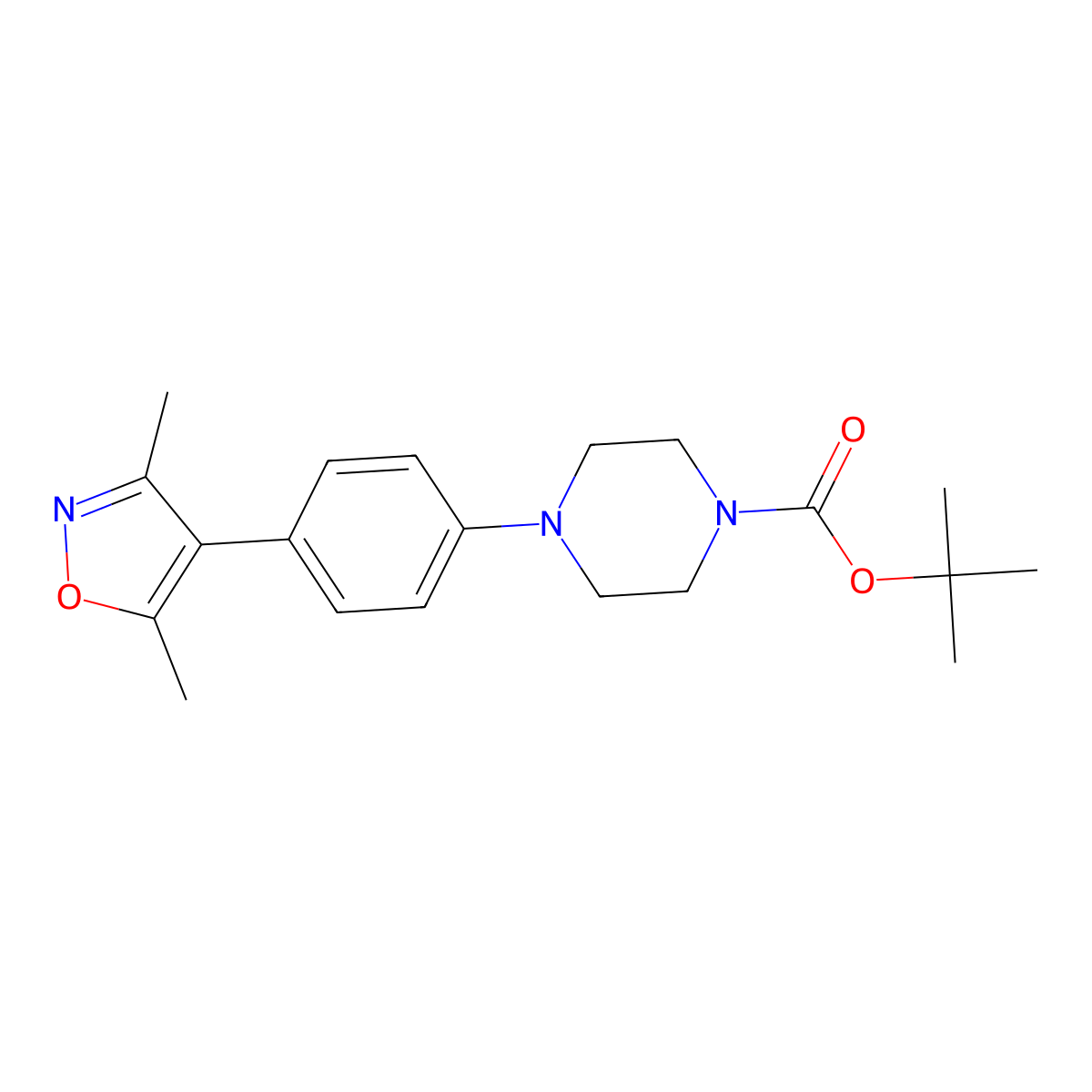 Tert-butyl 4-[4-(3,5-dimethyl-1,2-oxazol-4-yl)phenyl]piperazine-1-carboxylate molecular structure, CAS 1260422-26-1