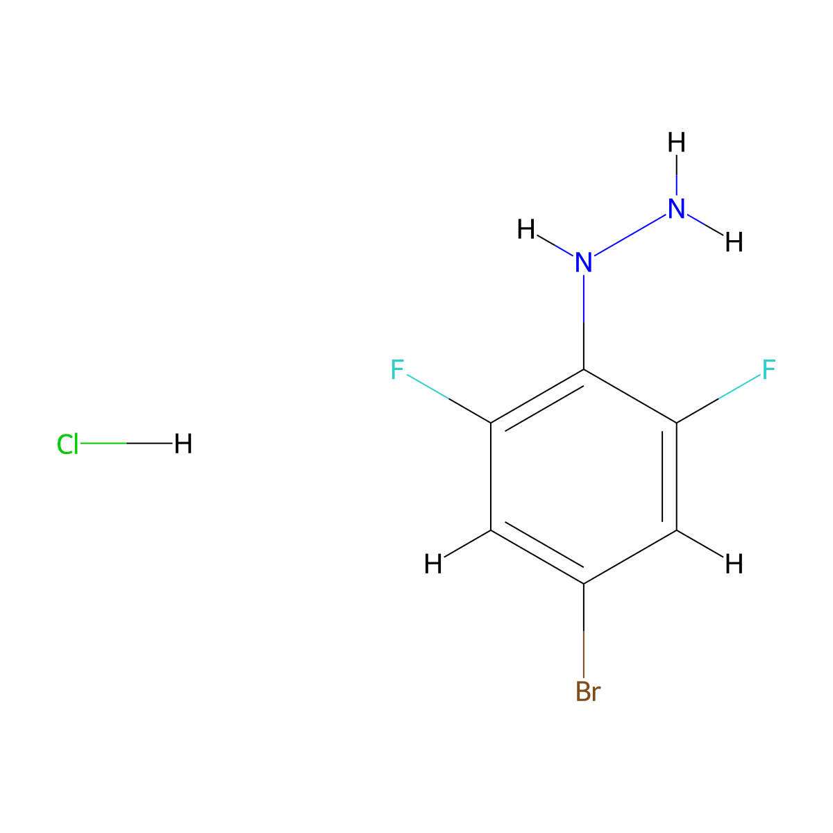 (4-Bromo-2,6-difluorophenyl)hydrazine hydrochloride molecular structure, CAS 1260422-56-7