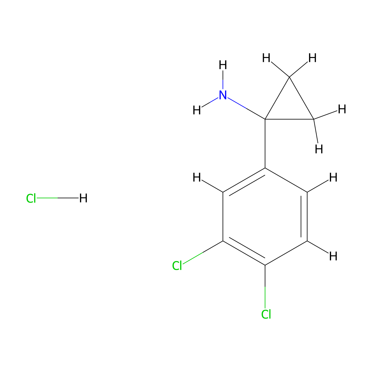 1-(3,4-Dichlorophenyl)cyclopropan-1-amine hydrochloride molecular structure, CAS 1260423-23-1