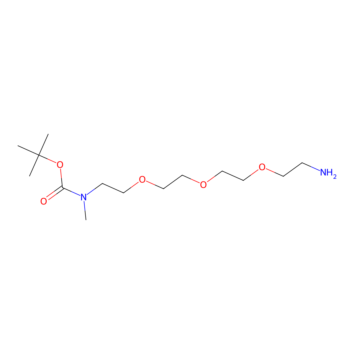 Tert-butyl (2-(2-(2-(2-aminoethoxy)ethoxy)ethoxy)ethyl)(methyl)carbamate molecular structure, CAS 1260430-86-1