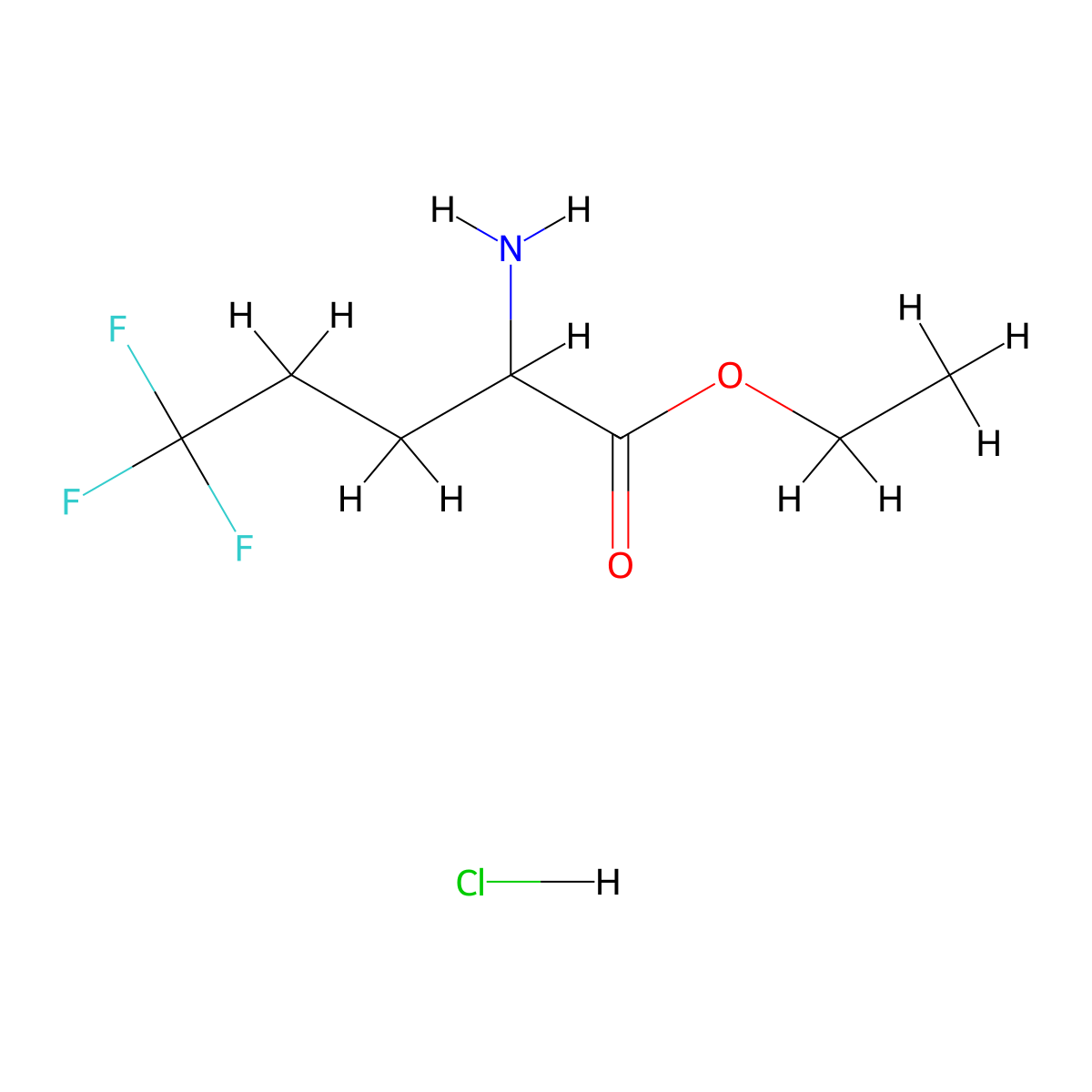 Ethyl 2-amino-5,5,5-trifluoropentanoate hydrochloride molecular structure, CAS 1260436-99-4
