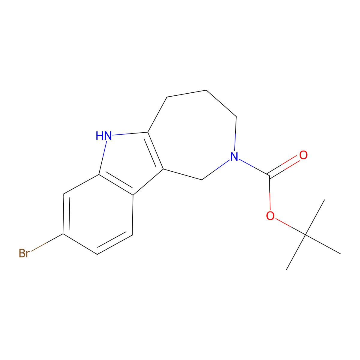 tert-butyl 8-bromo-3,4,5,6-tetrahydroazepino[4,3-b]indole-2(1H)-carboxylate molecular structure, CAS 1260494-16-3