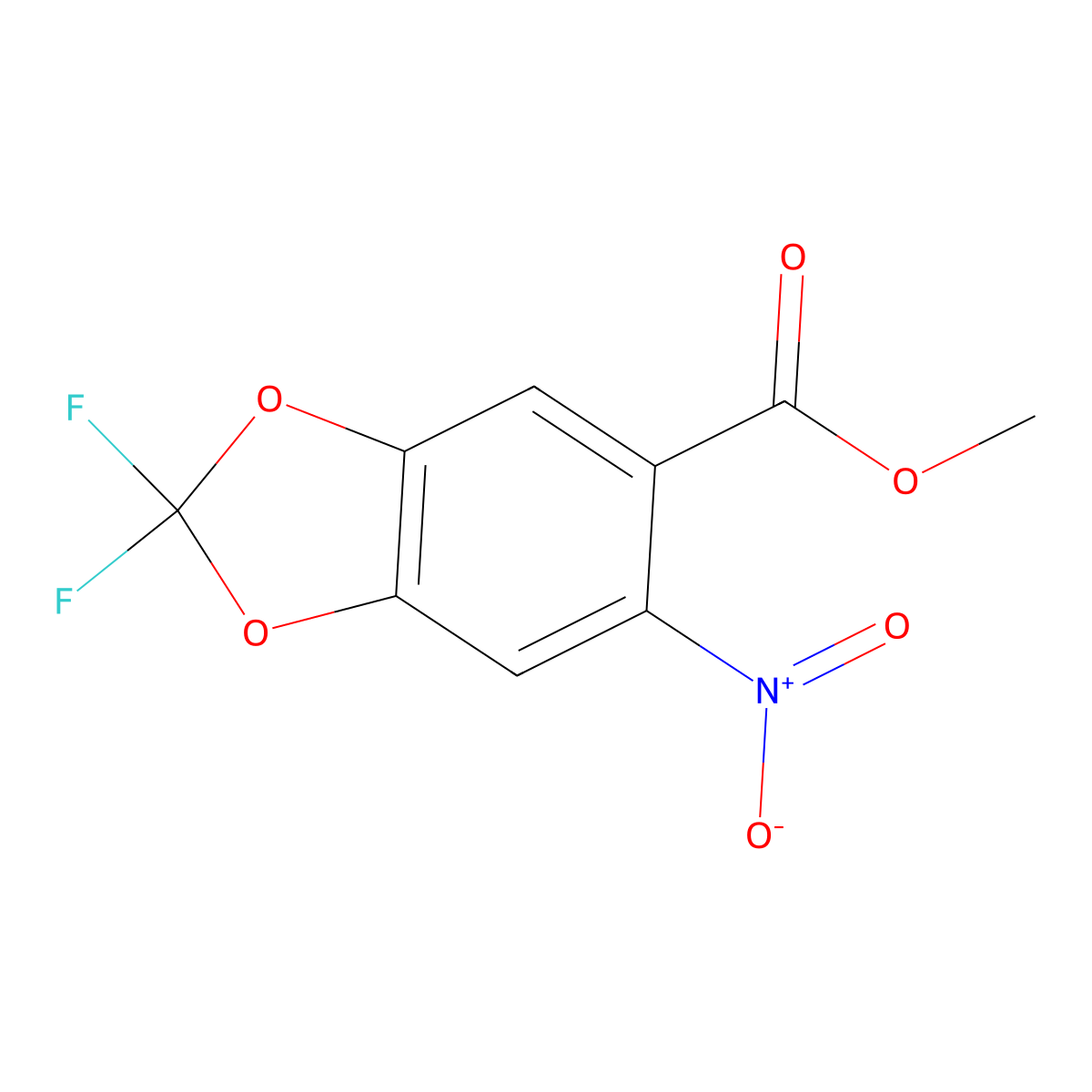 Methyl 2,2-difluoro-6-nitro-1,3-dioxaindane-5-carboxylate molecular structure, CAS 1260505-37-0