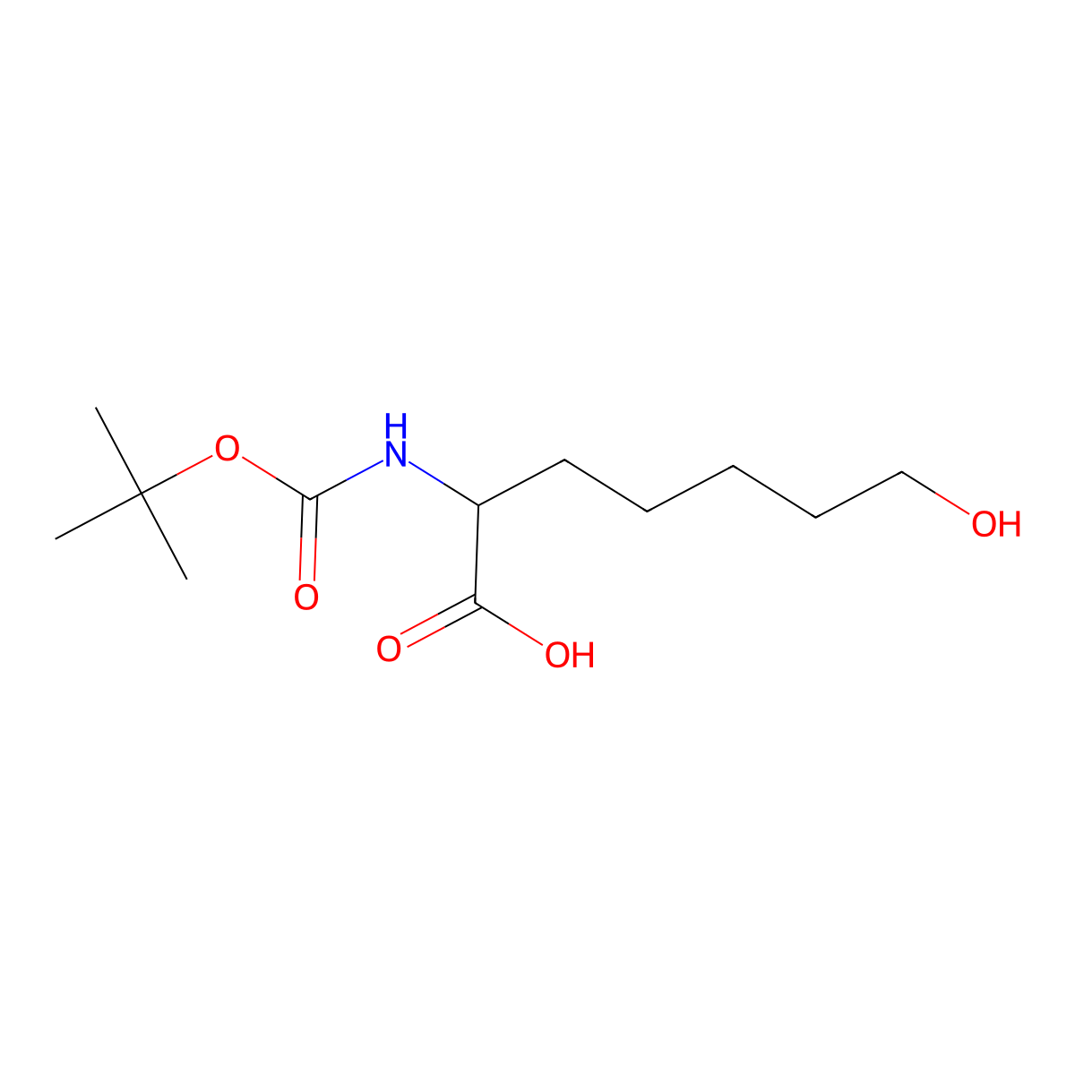 2-{[(Tert-butoxy)carbonyl]amino}-7-hydroxyheptanoic acid molecular structure, CAS 1260505-62-1