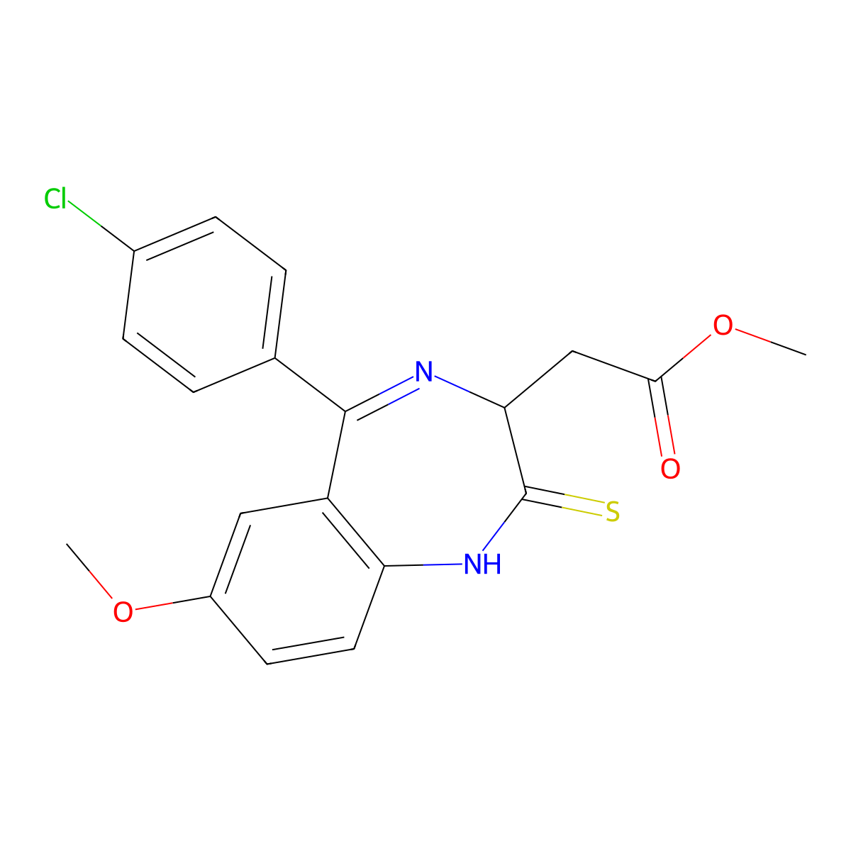 Methyl 2-(5-(4-chlorophenyl)-7-methoxy-2-thioxo-2,3-dihydro-1H-benzo[e][1,4]diazepin-3-yl)acetate molecular structure, CAS 1260530-39-9
