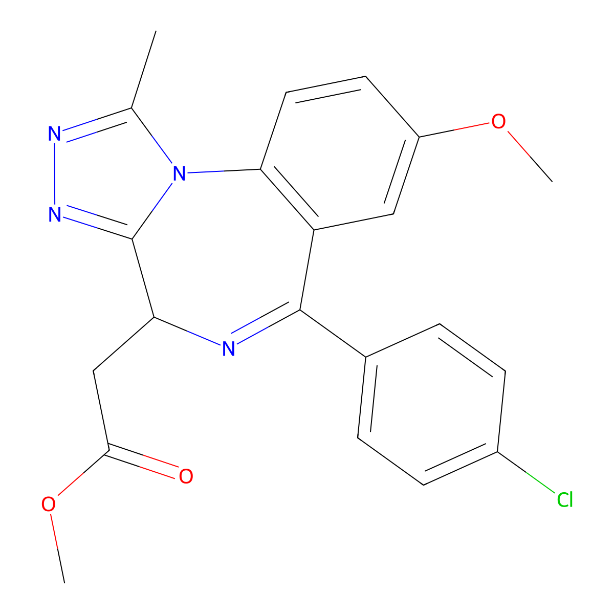 Methyl 2-(6-(4-chlorophenyl)-8-methoxy-1-methyl-4H-benzo[f][1,2,4]triazolo[4,3-a][1,4]diazepin-4-yl)acetate molecular structure, CAS 1260530-41-3