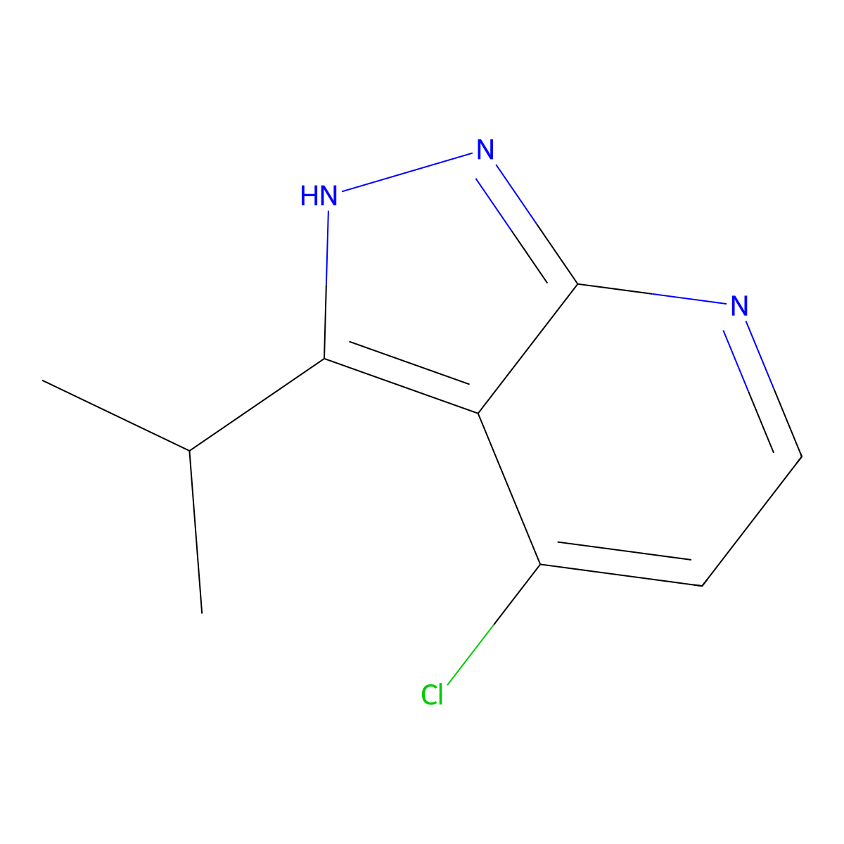 4-chloro-3-(propan-2-yl)-1H-pyrazolo[3,4-b]pyridine molecular structure, CAS 1260535-94-1