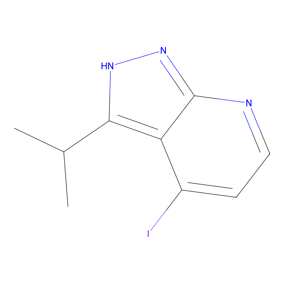 4-Iodo-3-isopropyl-1H-pyrazolo[3,4-b]pyridine molecular structure, CAS 1260539-00-1
