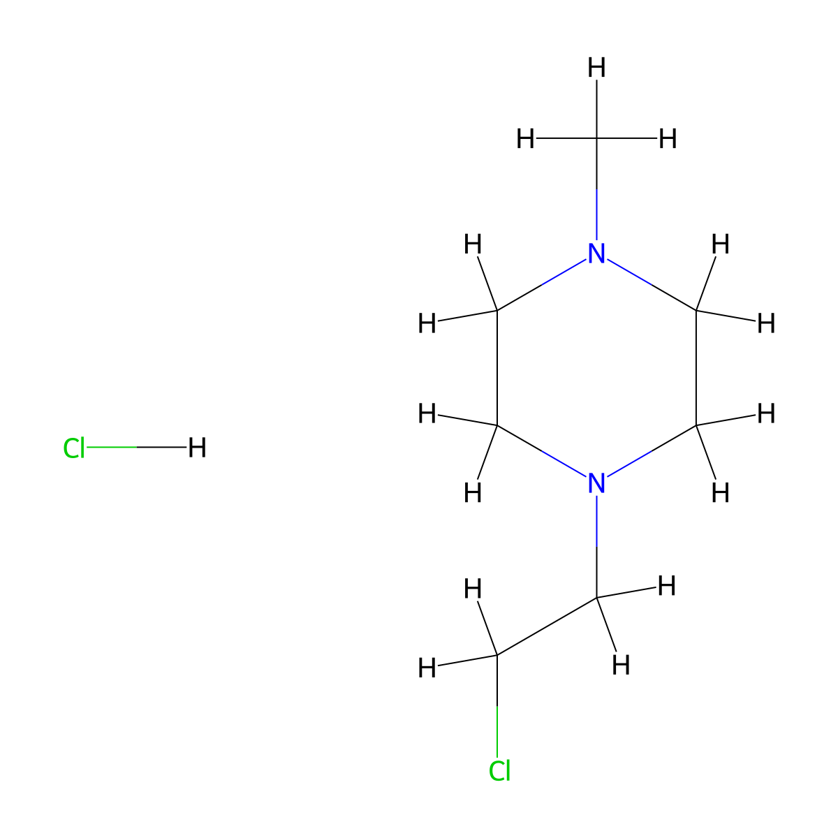1-(2-Chloroethyl)-4-methylpiperazine hydrochloride molecular structure, CAS 126055-32-1