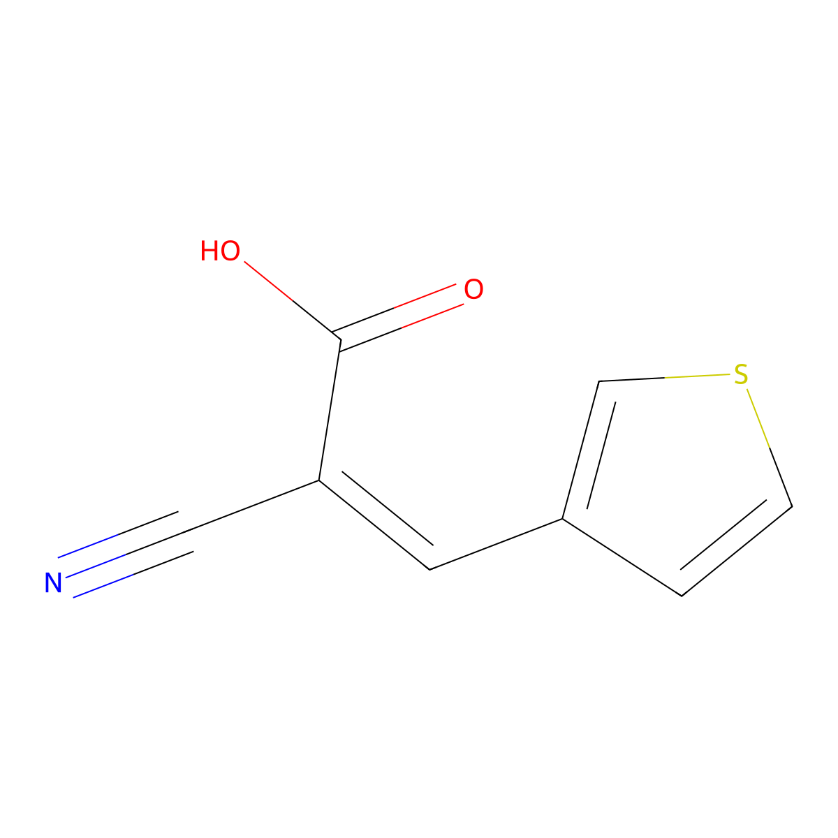 2-Cyano-3-(thiophen-3-yl)prop-2-enoic acid molecular structure, CAS 126058-25-1