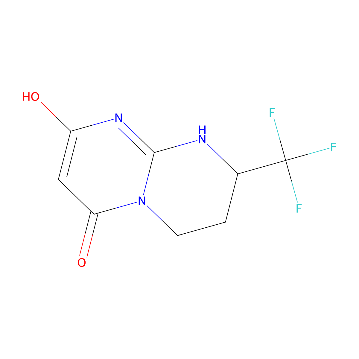 8-hydroxy-2-(trifluoromethyl)-3,4-dihydro-1H-pyrimido[1,2-a]pyrimidin-6(2H)-one molecular structure, CAS 1260585-14-5