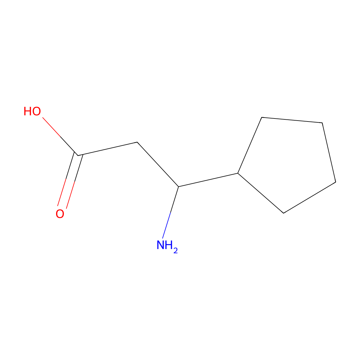 (3S)-3-Amino-3-cyclopentylpropanoic acid molecular structure, CAS 1260587-22-1