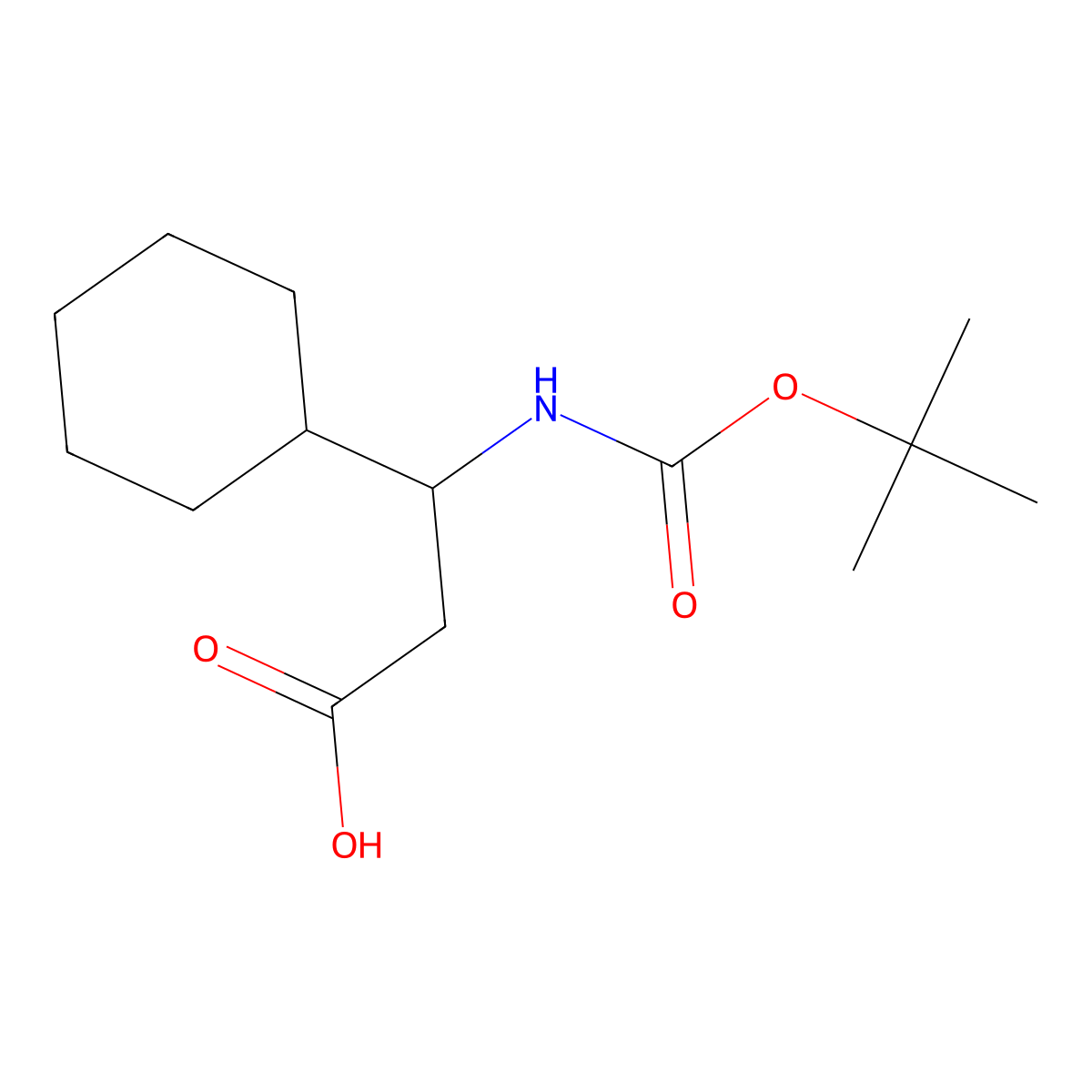 (S)-3-((tert-Butoxycarbonyl)amino)-3-cyclohexylpropanoic acid molecular structure, CAS 1260588-41-7
