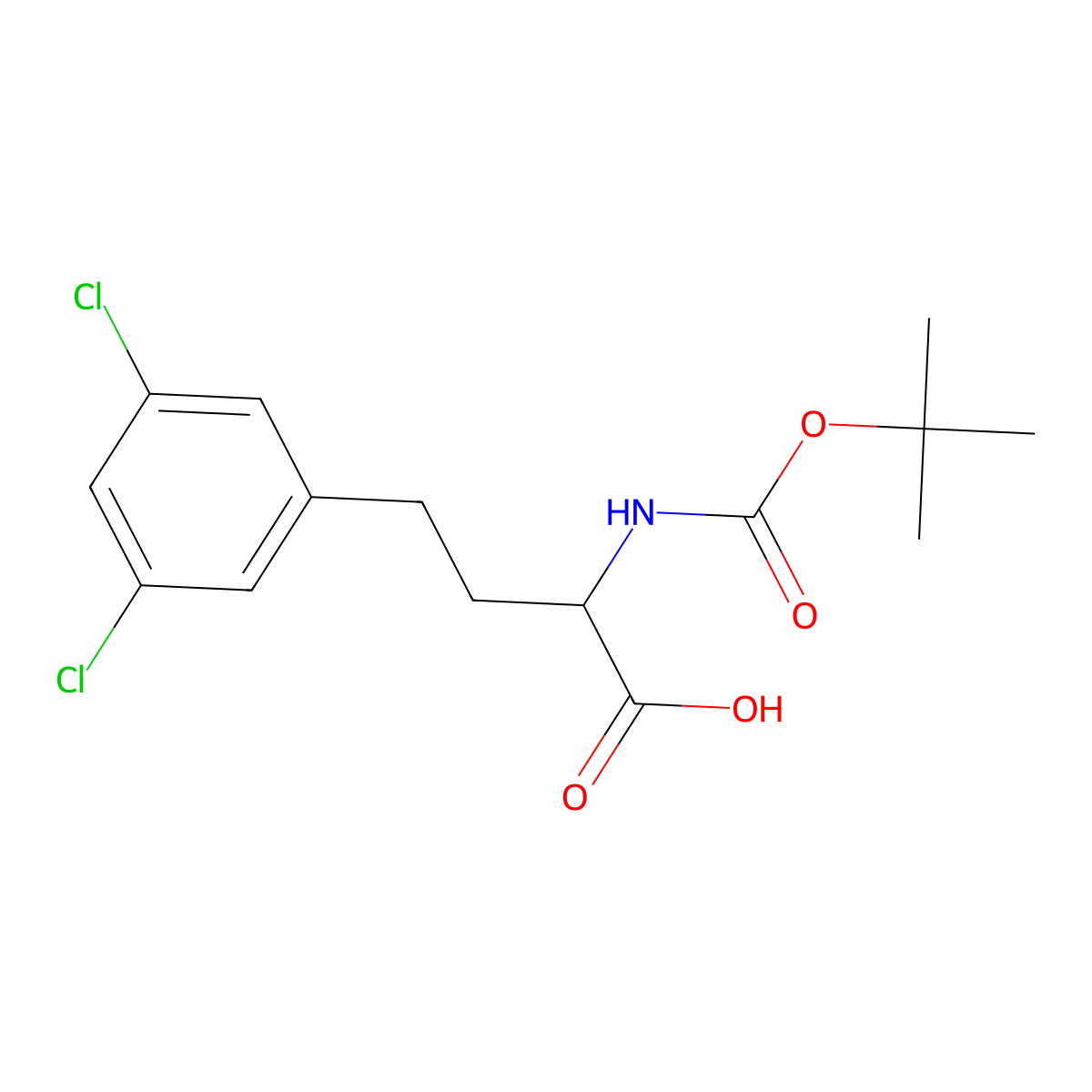 (R)-2-Tert-butoxycarbonylamino-4-(3,5-dichloro-phenyl)-butyric acid molecular structure, CAS 1260588-44-0