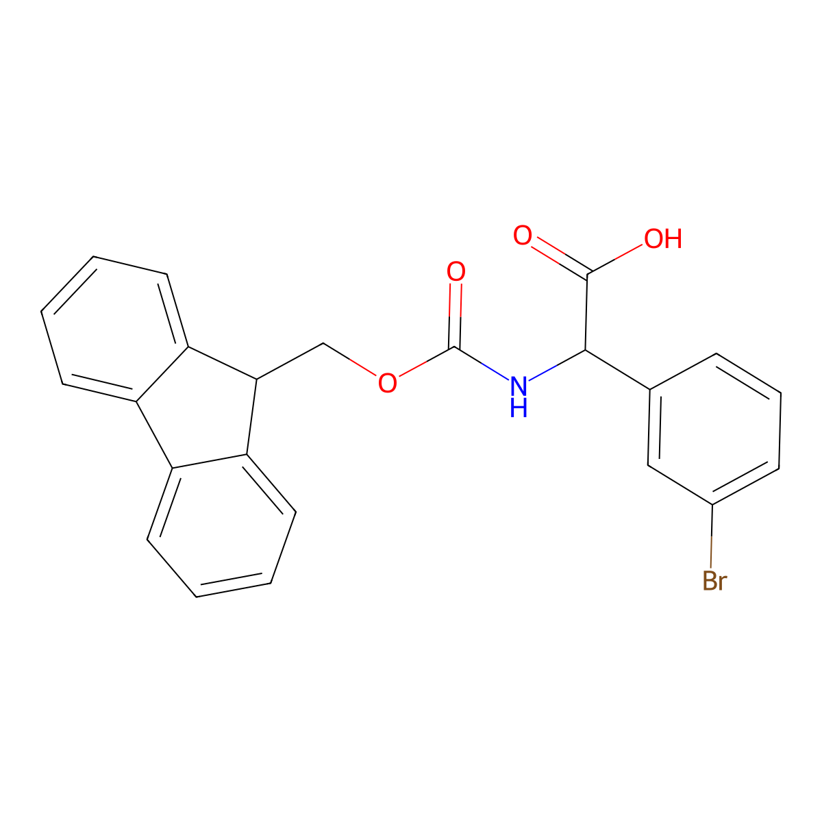 (S)-(3-Bromo-phenyl)-[(9H-fluoren-9-ylmethoxycarbonylamino)]-acetic acid molecular structure, CAS 1260590-21-3
