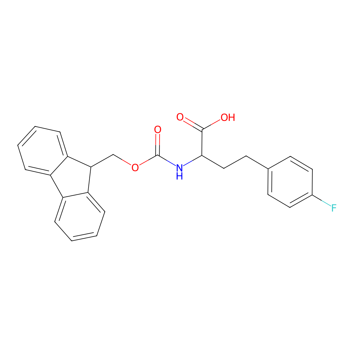 (R)-a-(Fmoc-amino)-4-fluoro-benzenebutanoic acid molecular structure, CAS 1260590-83-7