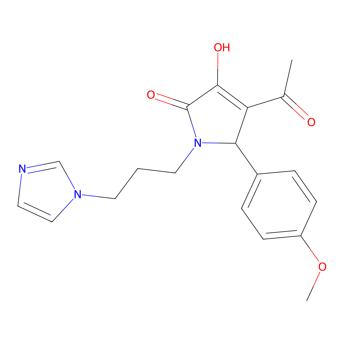 3-acetyl-4-hydroxy-1-(3-imidazol-1-ylpropyl)-2-(4-methoxyphenyl)-2H-pyrrol-5-one molecular structure, CAS 1260591-02-3