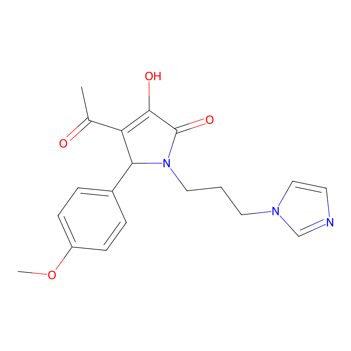 3-acetyl-4-hydroxy-1-(3-imidazol-1-ylpropyl)-2-(4-methoxyphenyl)-2H-pyrrol-5-one molecular structure, CAS 1260591-02-3
