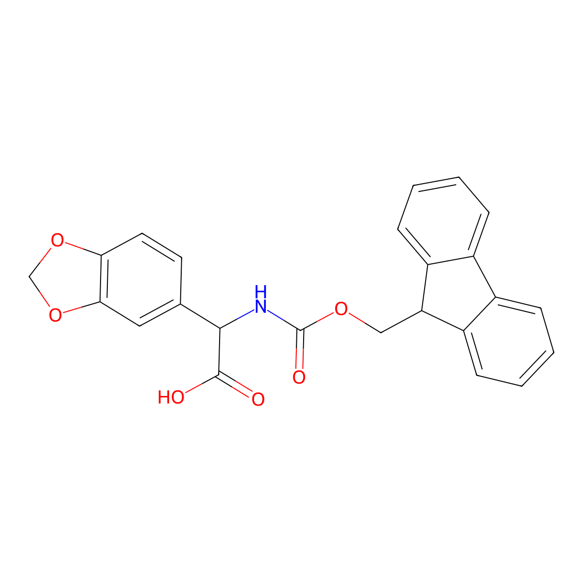 (S)-Benzo[1,3]dioxol-5-YL-[(9H-fluoren-9-ylmethoxycarbonylamino)]-acetic acid molecular structure, CAS 1260591-11-4