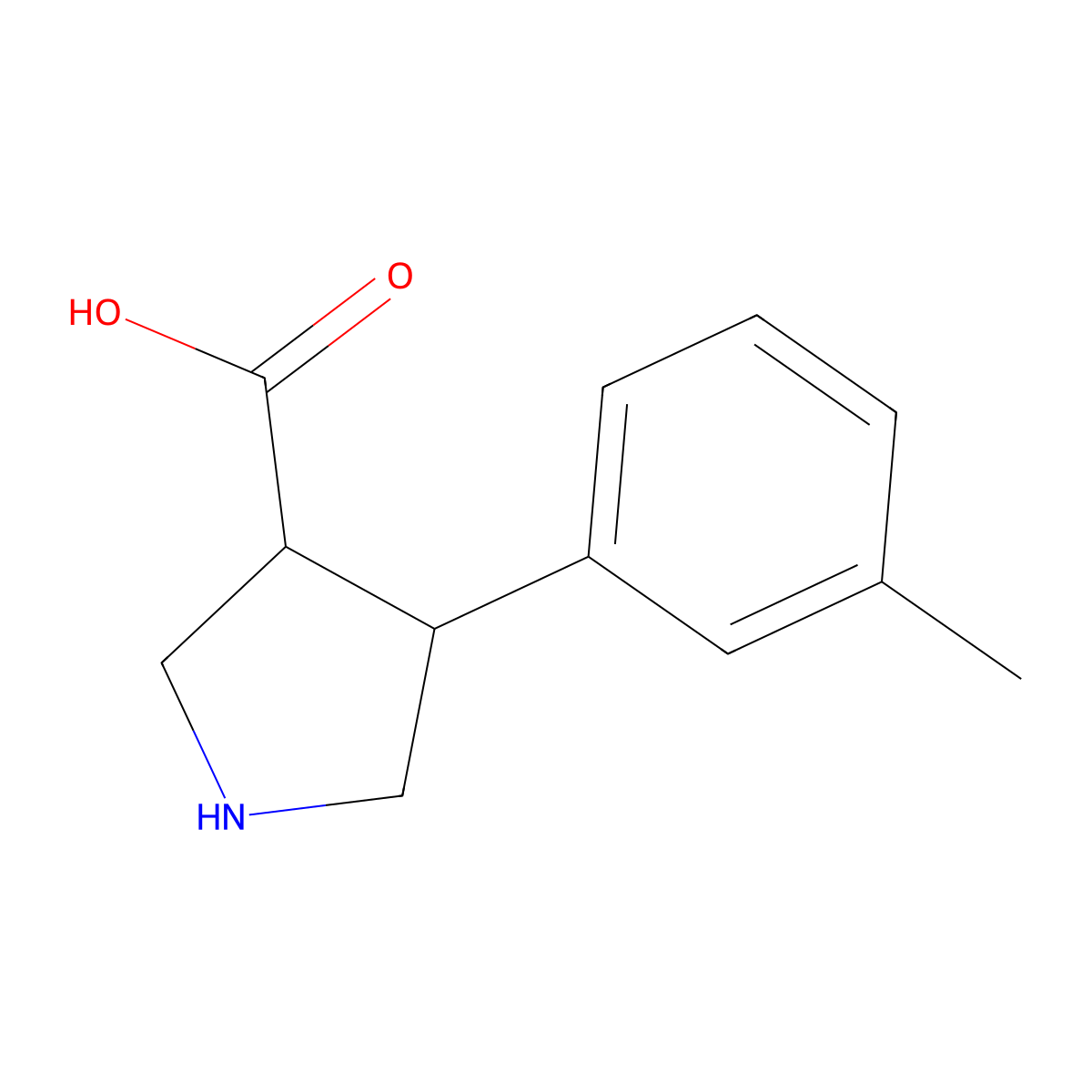 rac-(3R,4S)-4-(3-methylphenyl)pyrrolidine-3-carboxylic acid molecular structure, CAS 1260591-12-5