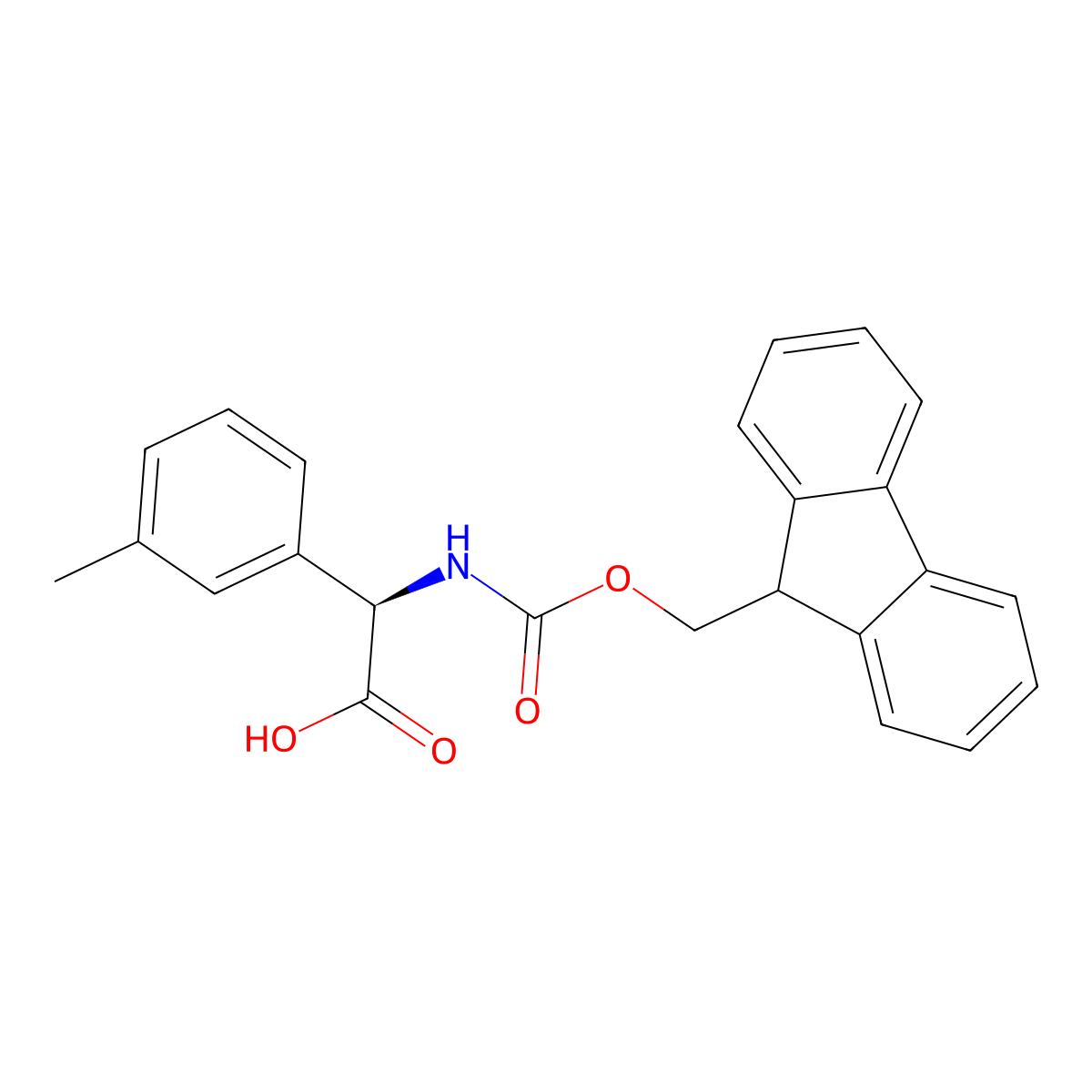 (R)-2-((((9H-Fluoren-9-yl)methoxy)carbonyl)amino)-2-(m-tolyl)acetic acid molecular structure, CAS 1260591-18-1