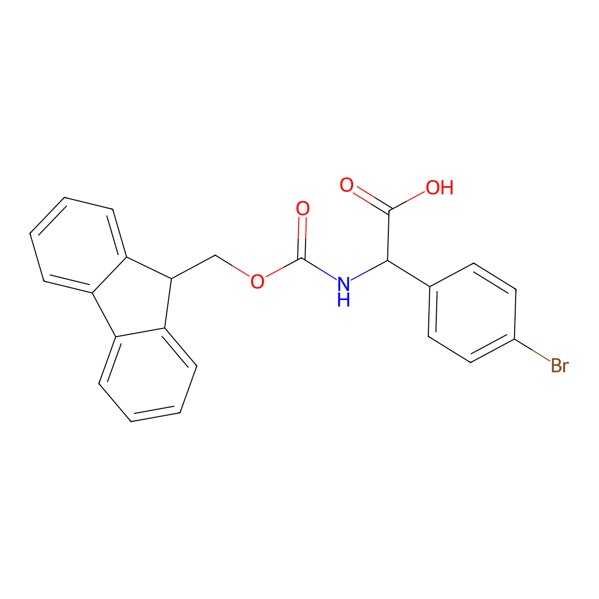 (S)-2-((((9H-fluoren-9-yl)methoxy)carbonyl)amino)-2-(4-bromophenyl)acetic acid molecular structure, CAS 1260592-26-4