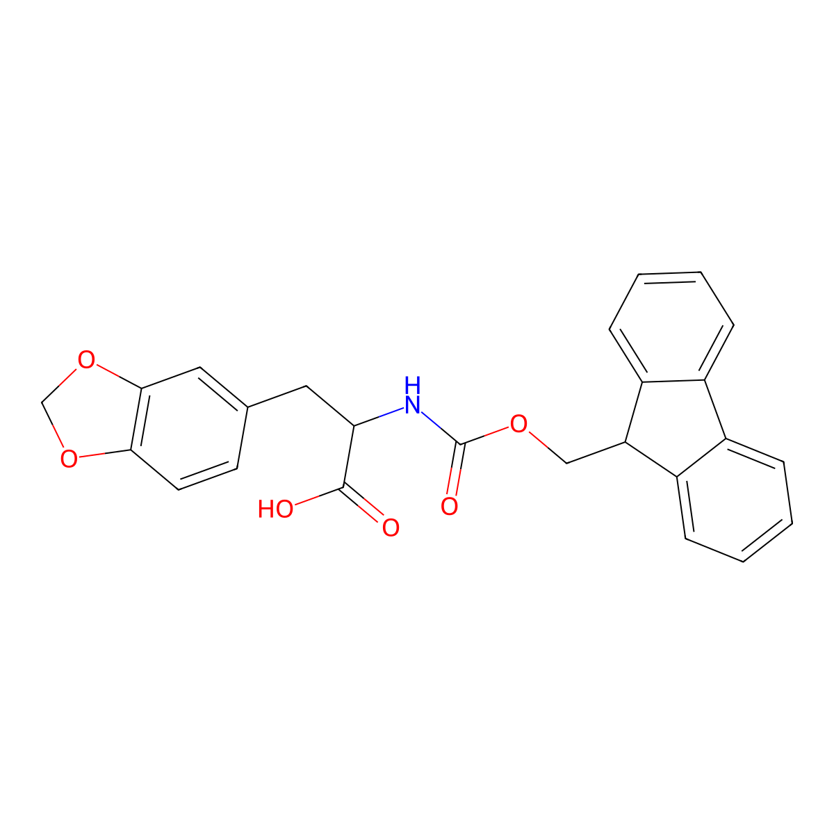 (R)-3-Benzo[1,3]dioxol-5-YL-2-(9H-fluoren-9-ylmethoxycarbonylamino)-propionic acid molecular structure, CAS 1260592-34-4