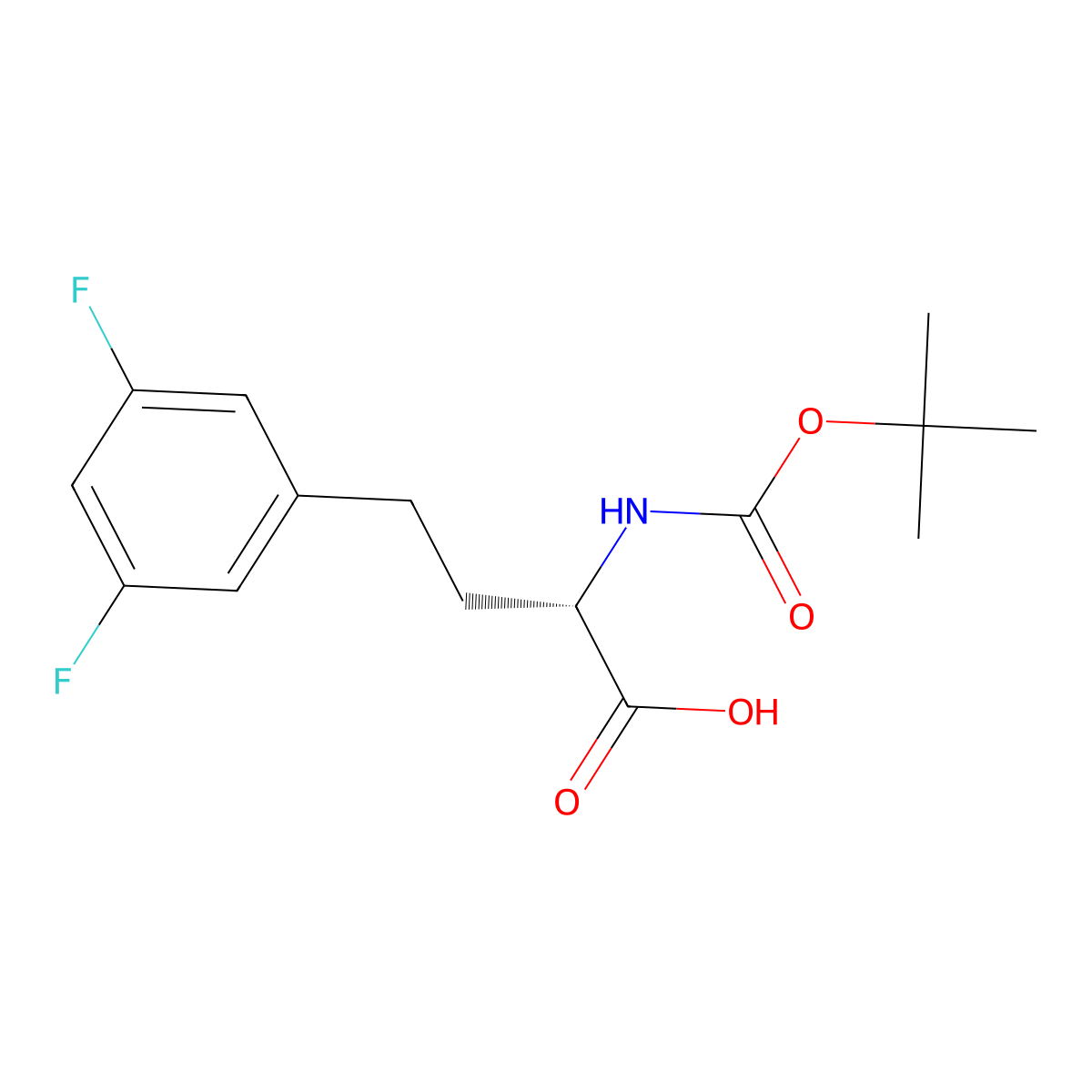 (S)-a-(Boc-amino)-3,5-difluorobenzenebutanoic acid molecular structure, CAS 1260592-43-5