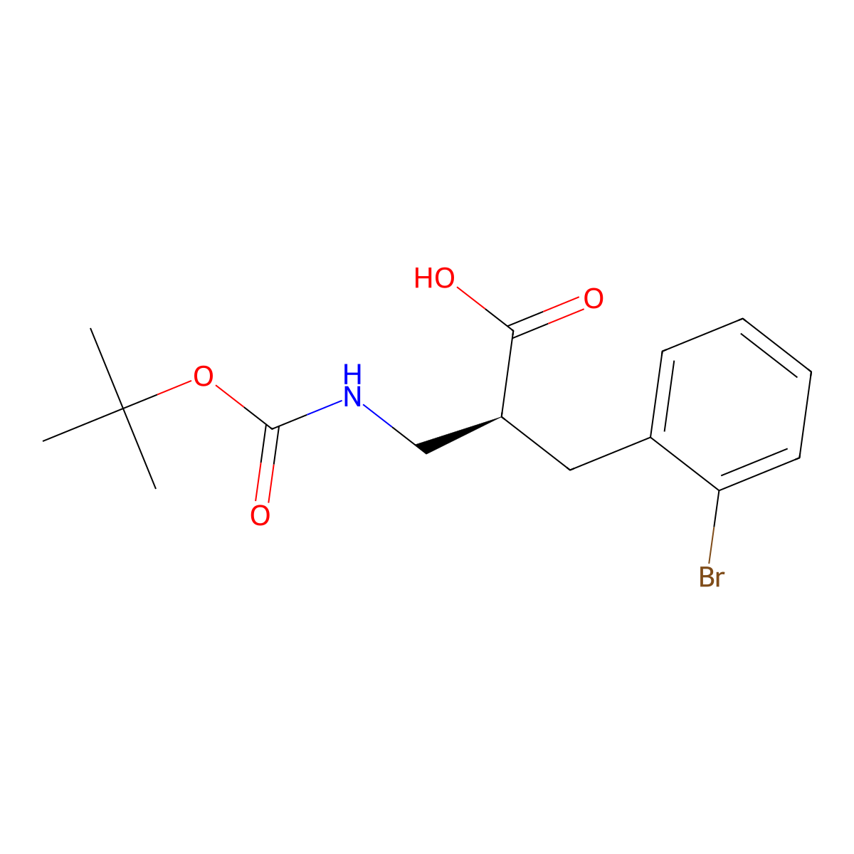(S)-3-(2-Bromo-phenyl)-2-(tert-butoxycarbonylamino-methyl)-propionic acid molecular structure, CAS 1260592-51-5