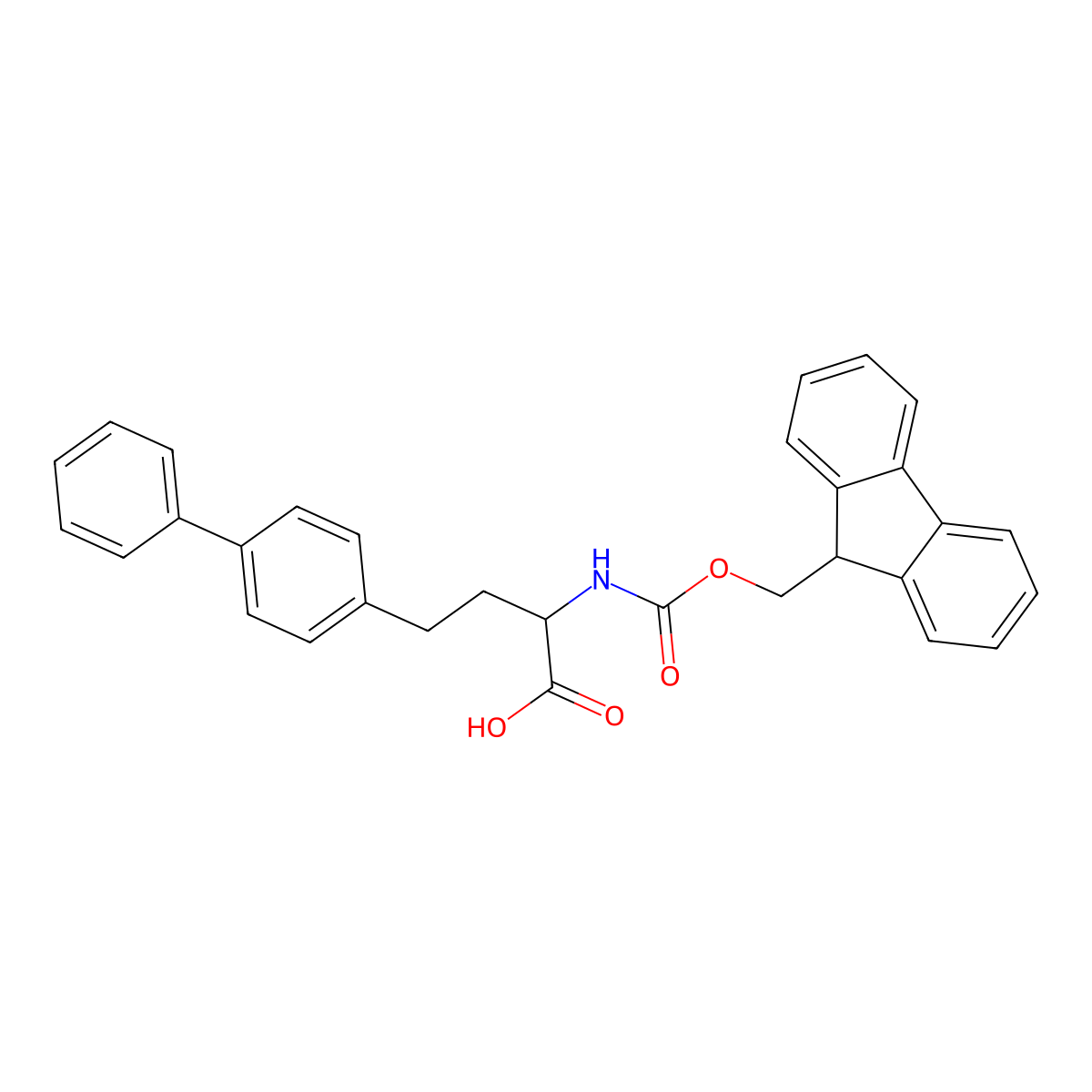 (R)-2-((((9H-Fluoren-9-yl)methoxy)carbonyl)amino)-4-([1,1'-biphenyl]-4-yl)butanoic acid molecular structure, CAS 1260592-53-7