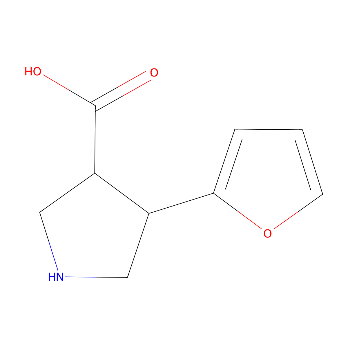 (+/-)-trans-4-(2-Furanyl)pyrrolidine-3-carboxylic acid molecular structure, CAS 1260592-80-0