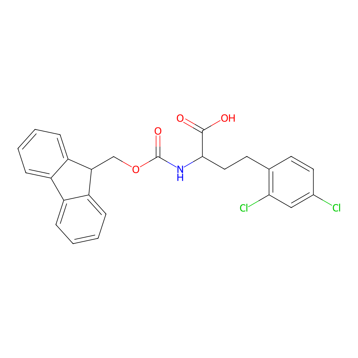 (2S)-4-(2,4-dichlorophenyl)-2-(9H-fluoren-9-ylmethoxycarbonylamino)butanoic acid molecular structure, CAS 1260592-97-9