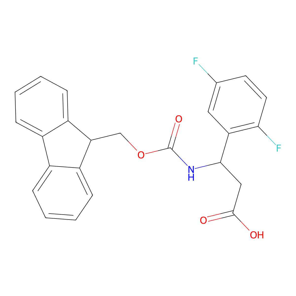 (3S)-3-(2,5-difluorophenyl)-3-({[(9H-fluoren-9-yl)methoxy]carbonyl}amino)propanoic acid molecular structure, CAS 1260593-16-5