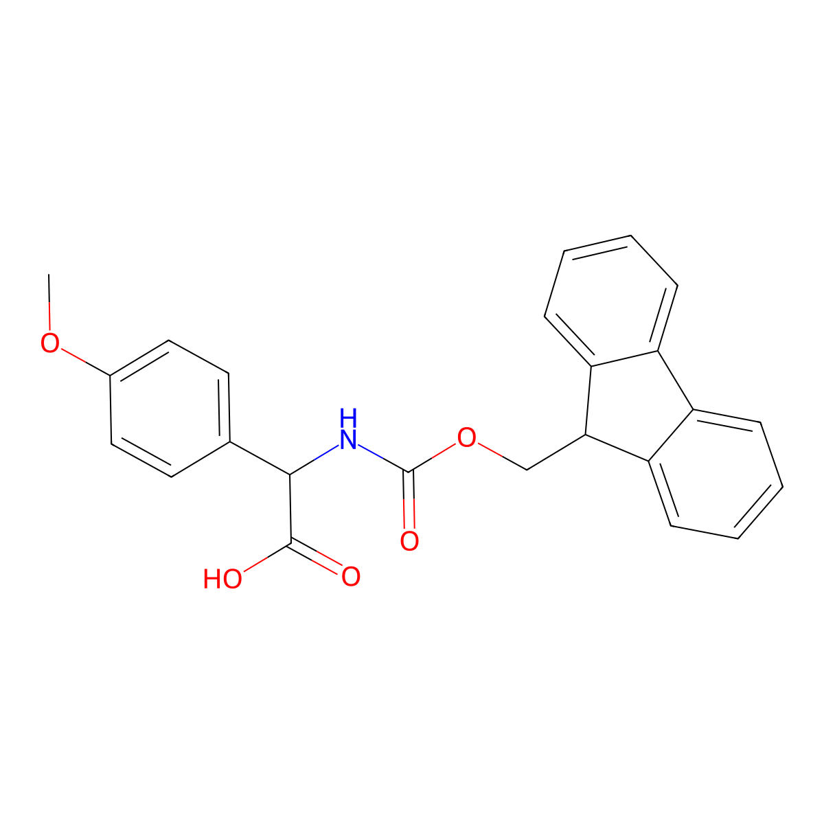 (2R)-2-({[(9H-fluoren-9-yl)methoxy]carbonyl}amino)-2-(4-methoxyphenyl)acetic acid molecular structure, CAS 1260593-18-7