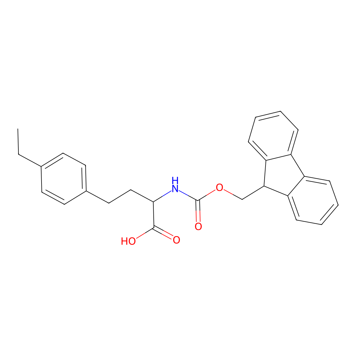 (S)-2-((((9H-Fluoren-9-yl)methoxy)carbonyl)amino)-4-(4-ethylphenyl)butanoic acid molecular structure, CAS 1260593-21-2
