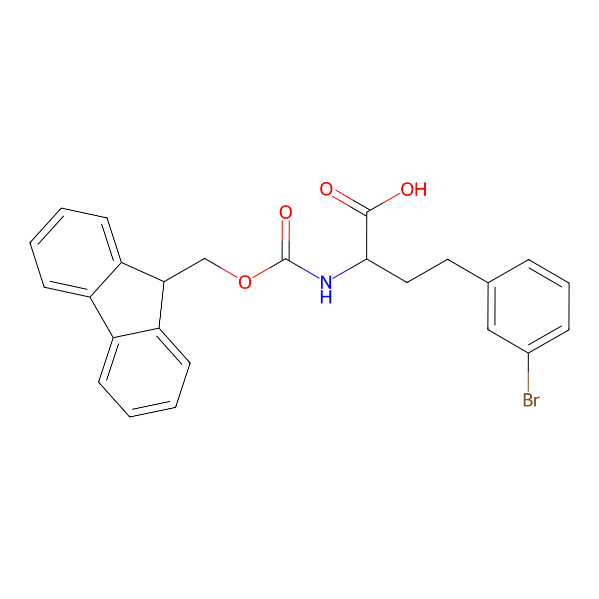 (R)-2-((((9H-Fluoren-9-yl)methoxy)carbonyl)amino)-4-(3-bromophenyl)butanoic acid molecular structure, CAS 1260594-41-9