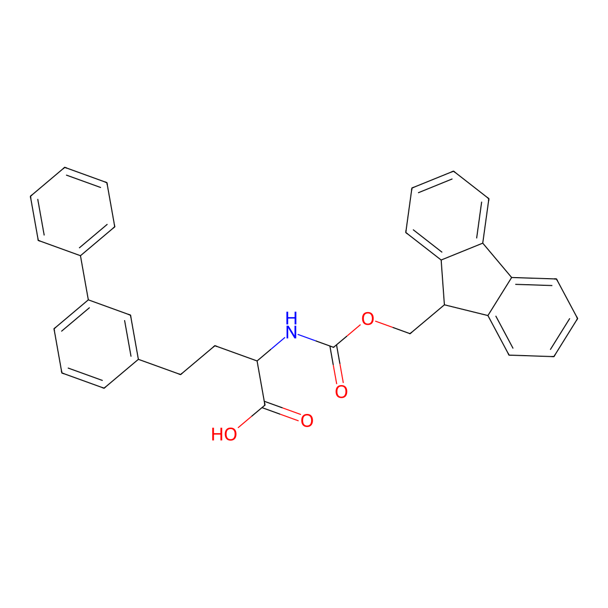 (S)-2-((((9H-Fluoren-9-yl)methoxy)carbonyl)amino)-4-([1,1'-biphenyl]-3-yl)butanoic acid molecular structure, CAS 1260594-85-1