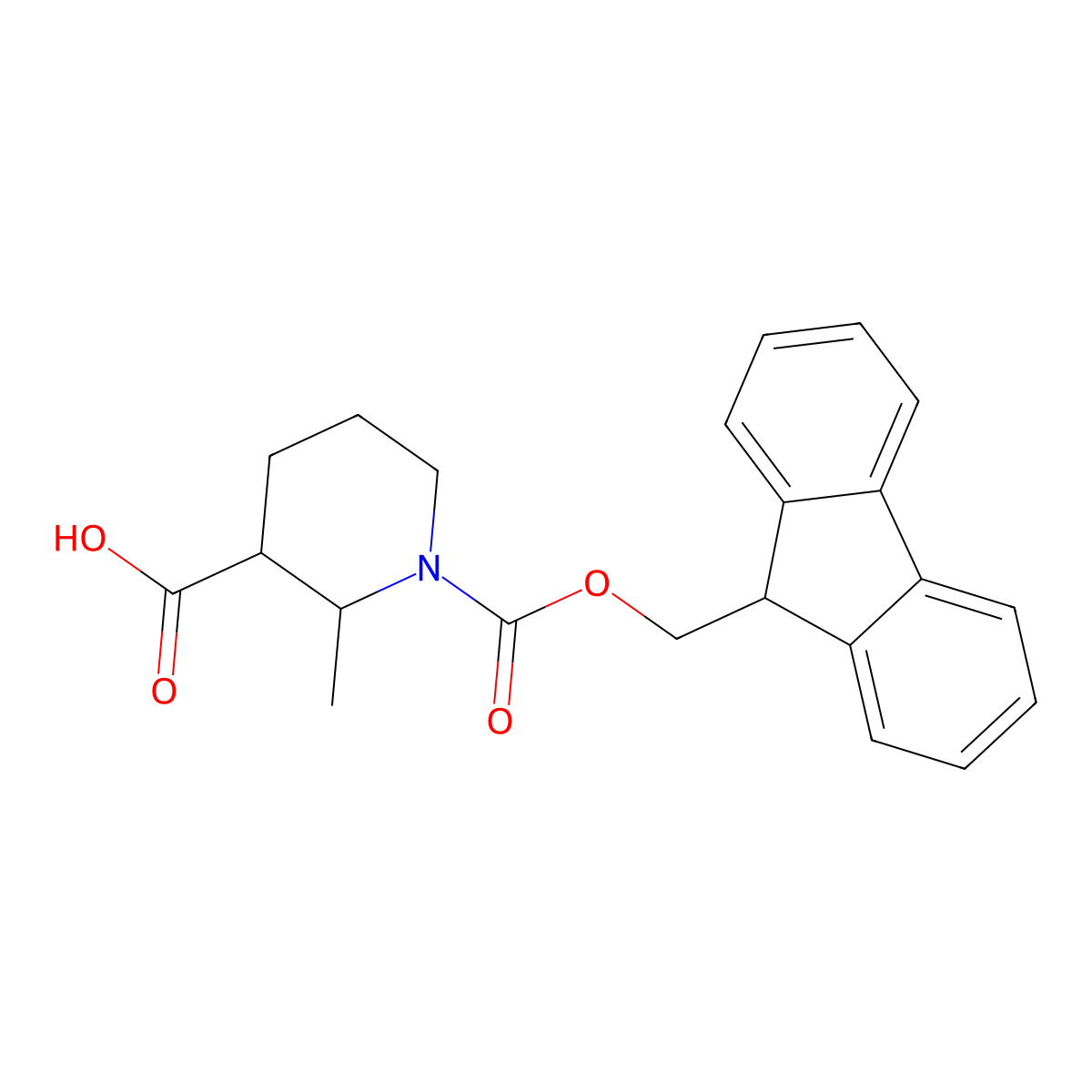 2S,3R-1-Fmoc-2-methyl-piperidine-3-carboxylic acid molecular structure, CAS 1260595-41-2