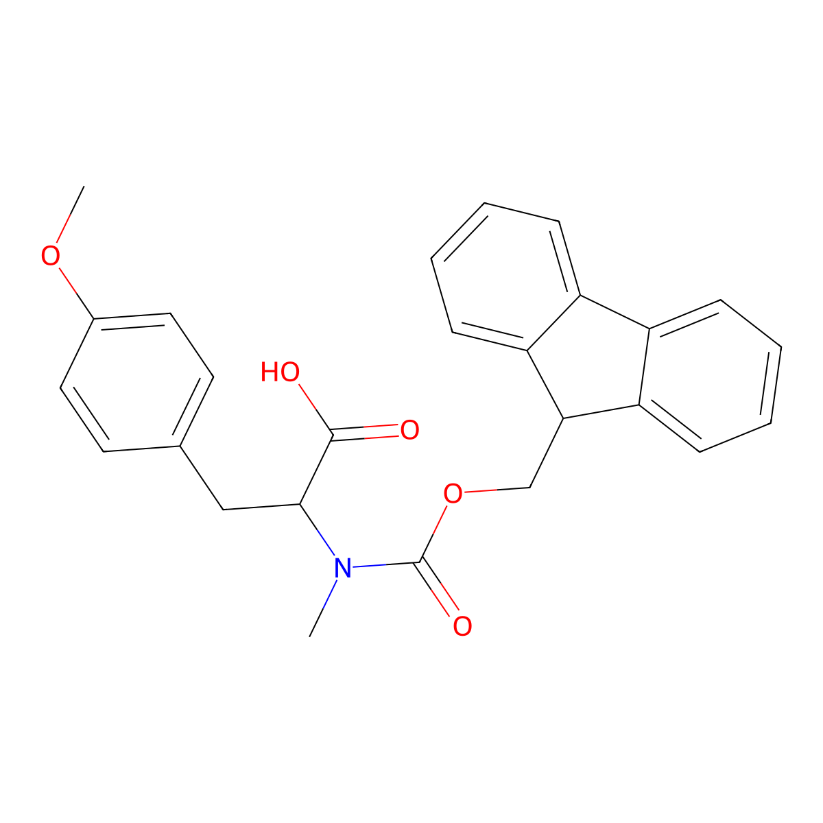 (S)-2-((((9H-Fluoren-9-yl)methoxy)carbonyl)(methyl)amino)-3-(4-methoxyphenyl)propanoic acid molecular structure, CAS 1260595-45-6