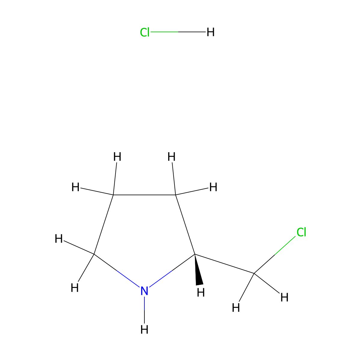 (R)-2-(Chloromethyl)pyrrolidine hydrochloride molecular structure, CAS 1260595-52-5
