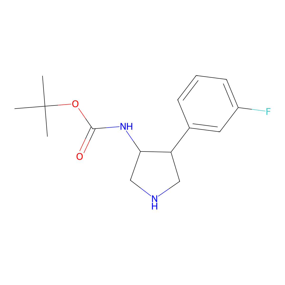 rac-tert-butyl N-[(3R,4S)-4-(3-fluorophenyl)pyrrolidin-3-yl]carbamate molecular structure, CAS 1260596-09-5