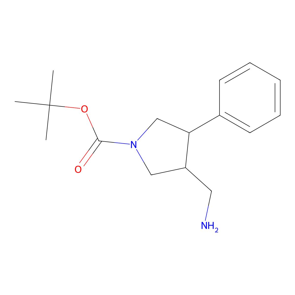 [(3R,4R)-1-Boc-4-phenylpyrrolidin-3-YL]methanamine molecular structure, CAS 1260596-93-7