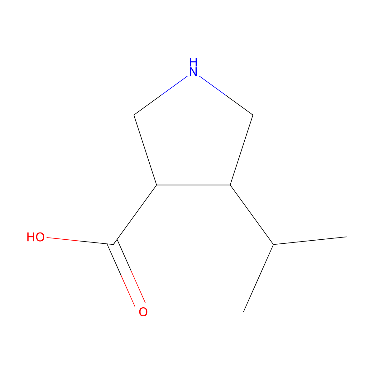 (3R,4R)-4-Isopropylpyrrolidine-3-carboxylic acid molecular structure, CAS 1260596-99-3