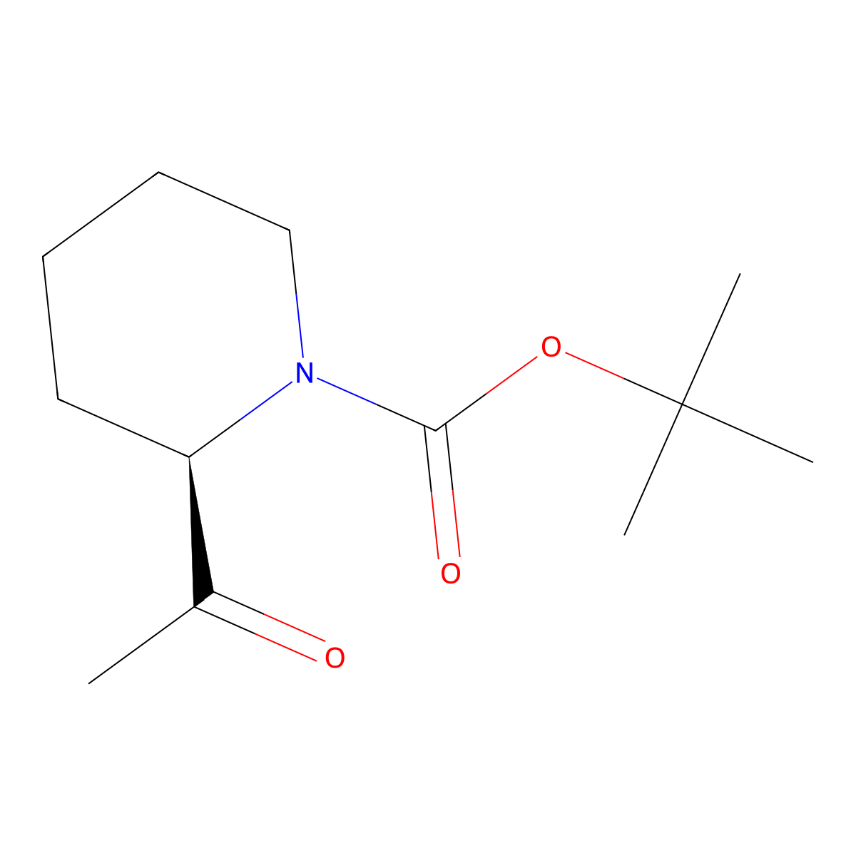 tert-butyl (2R)-2-acetylpiperidine-1-carboxylate molecular structure, CAS 1260601-32-8